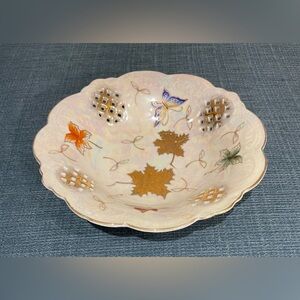 Vintage Lipper & Mann Candy Dish Gold Leaves & Butterflies